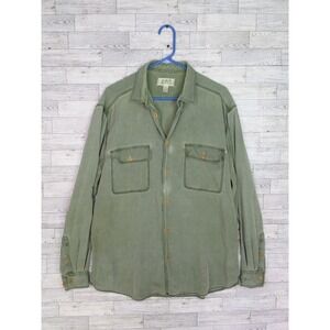 Women's Ryan Michael Western Shirt Silk Green Button Down Cowgirl Top Sz L Large